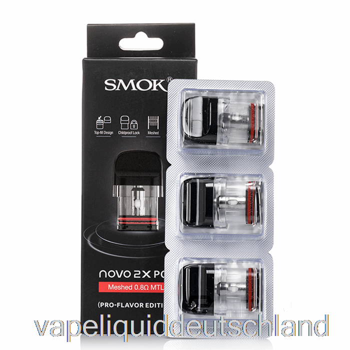 Smok Novo 2x Ersatz-Pods 0,8 Ohm Meshed MTL Pods Vape Deutschland